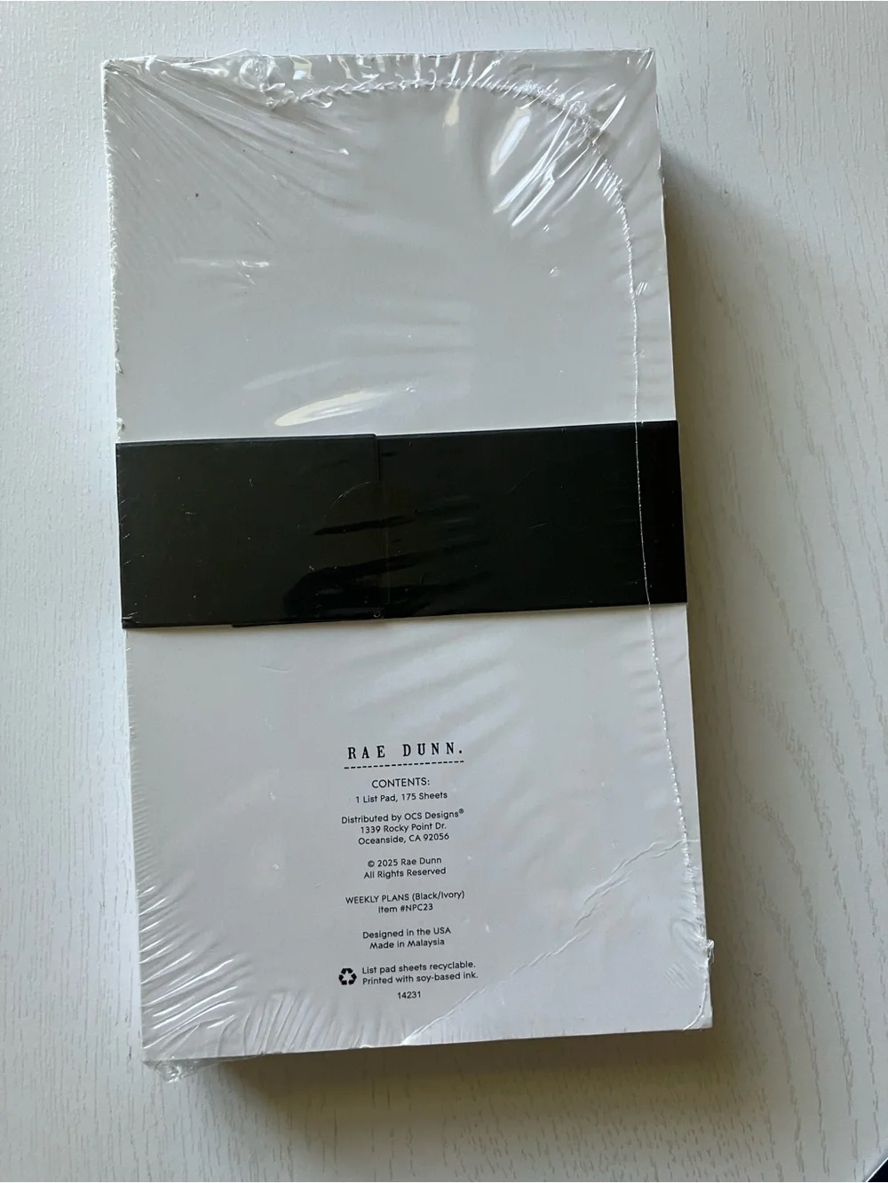 Rae Dunn 175 Sheet Premium List Pad  “Weekly Plans” - NWT
